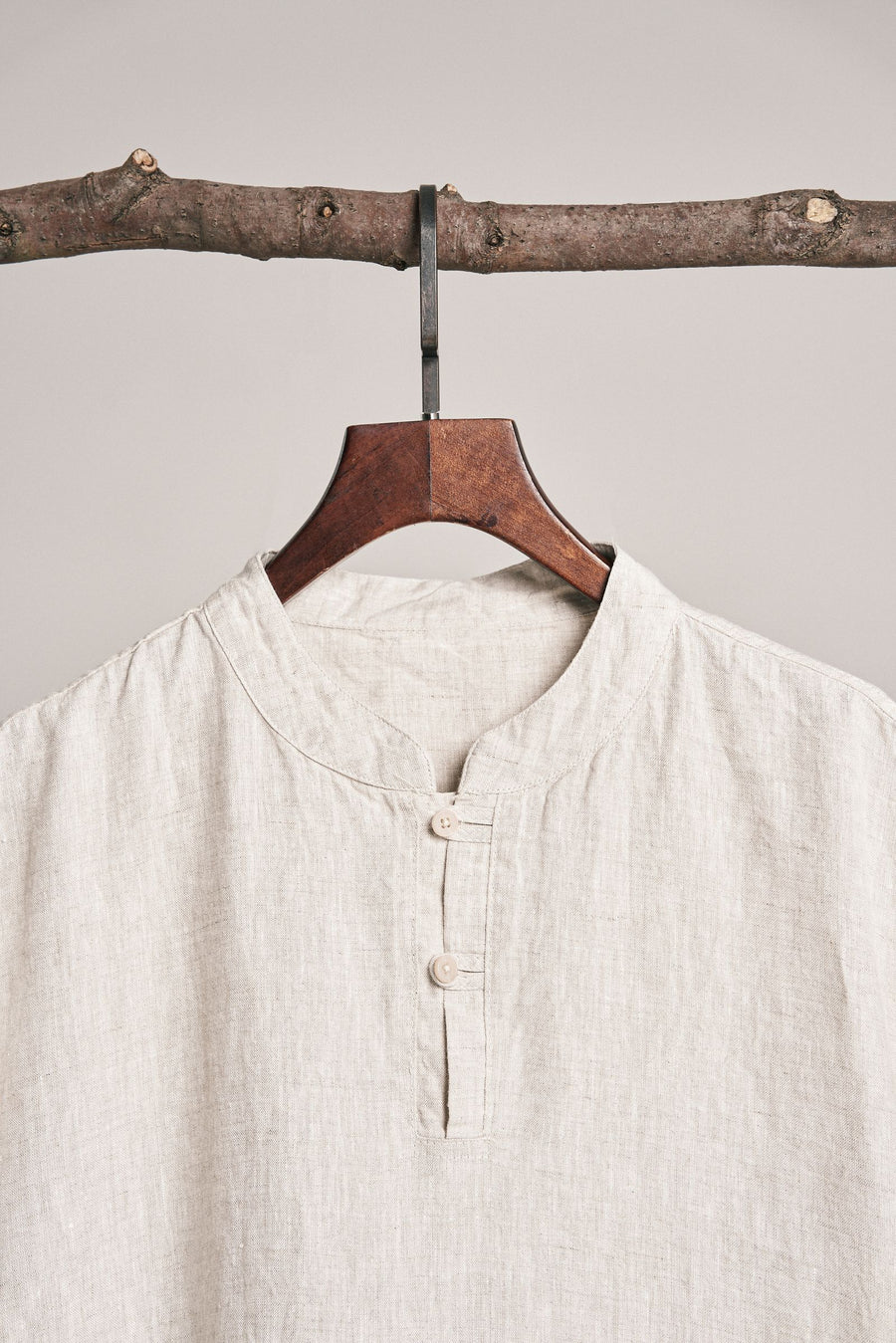 Natural Linen Grandad Shirt